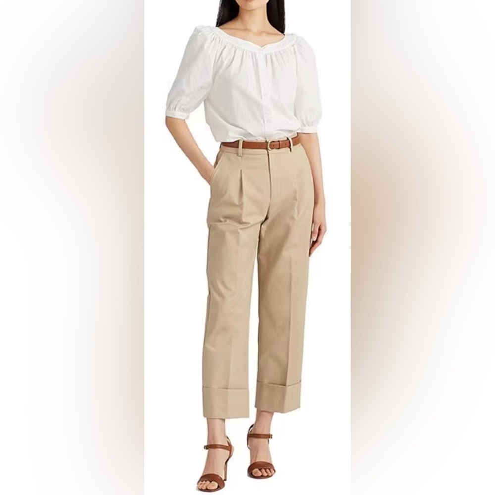 Lauren Ralph Lauren Double-Faced Stretch Cotton Ankle Pants - Picture 3 of 5